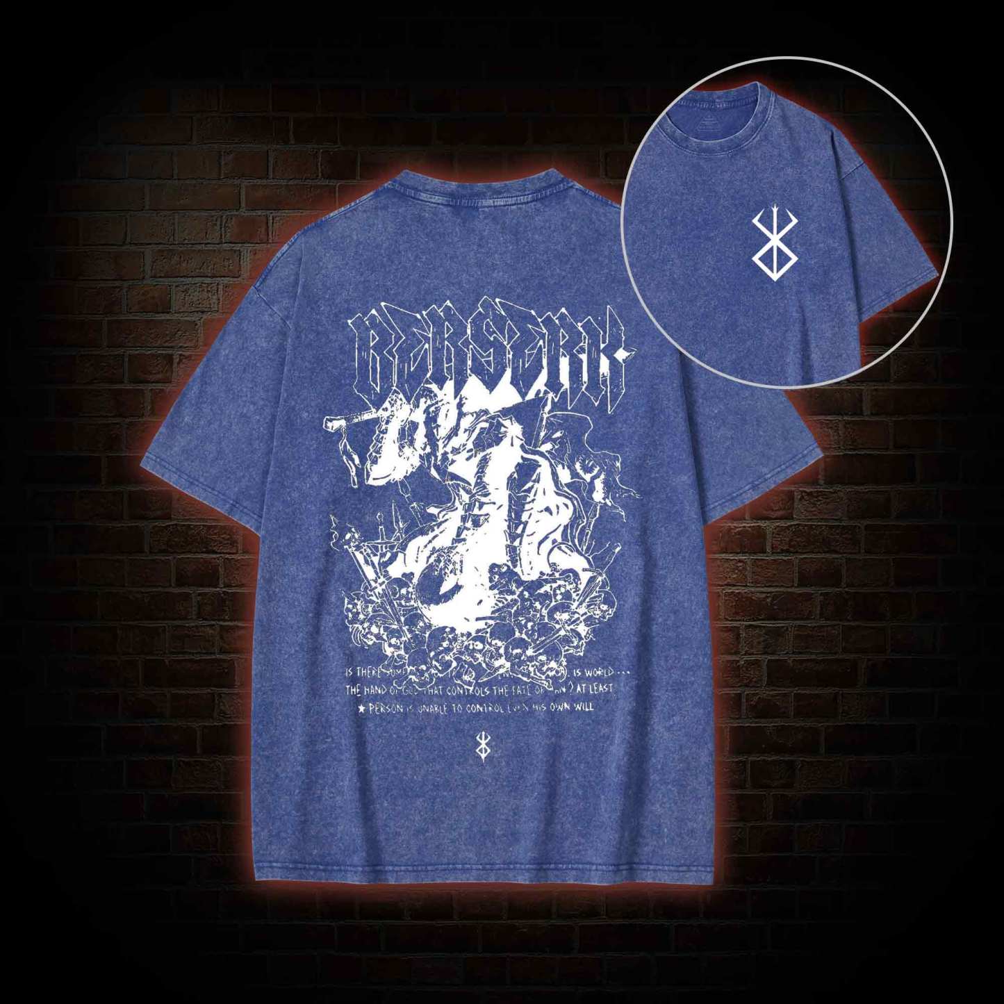 3877 Back Print Washed T-shirt