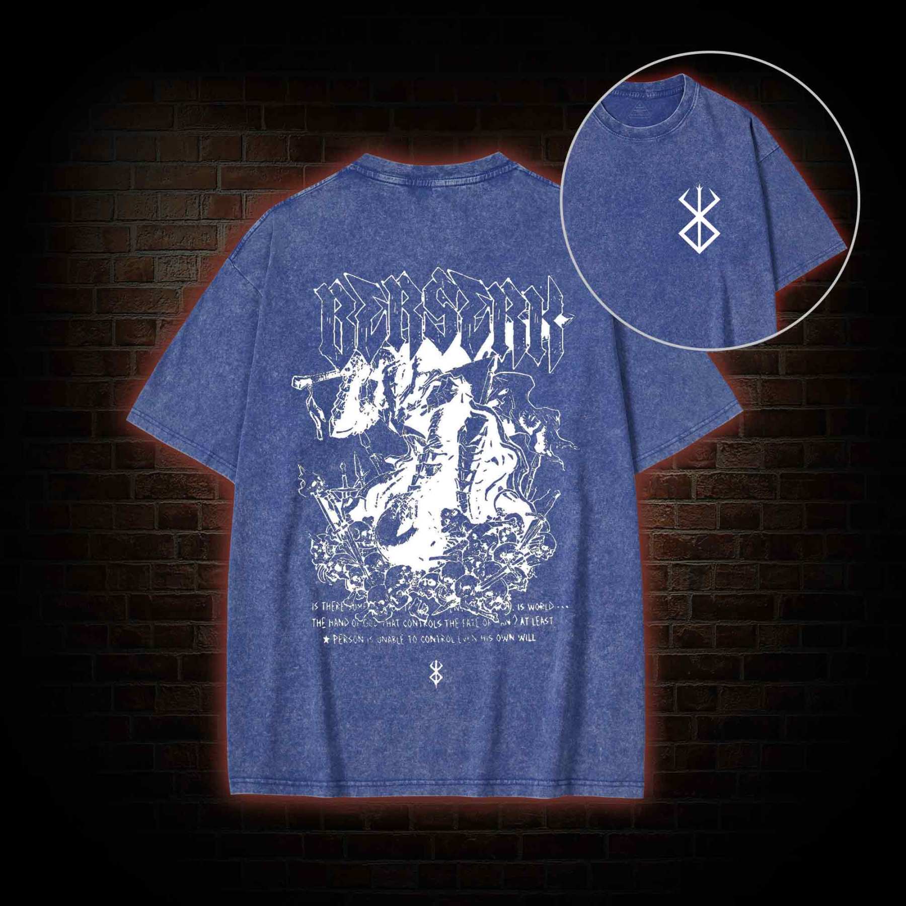 3877 Back Print Washed T-shirt