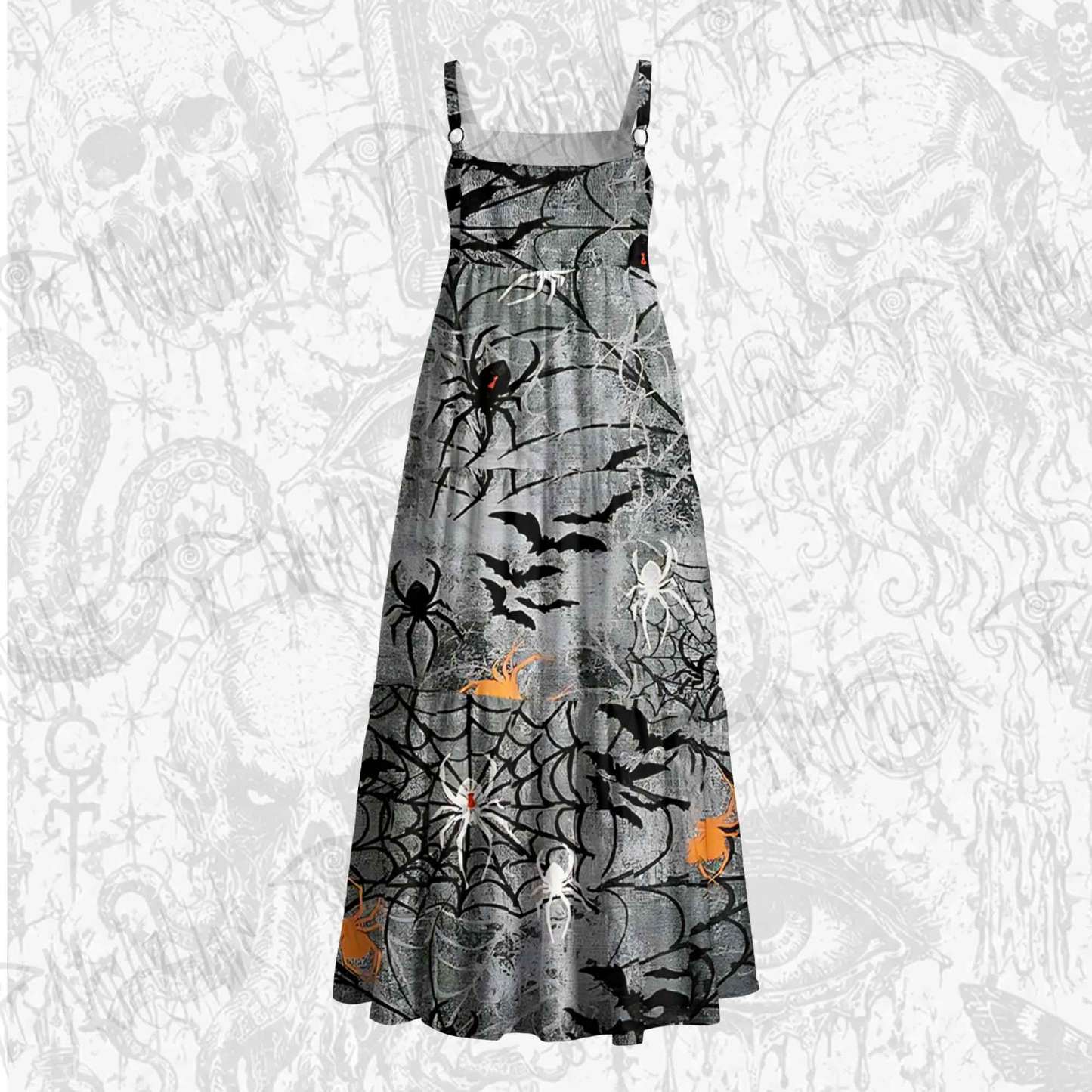 Black Spider Wide Straps Maxi Dress