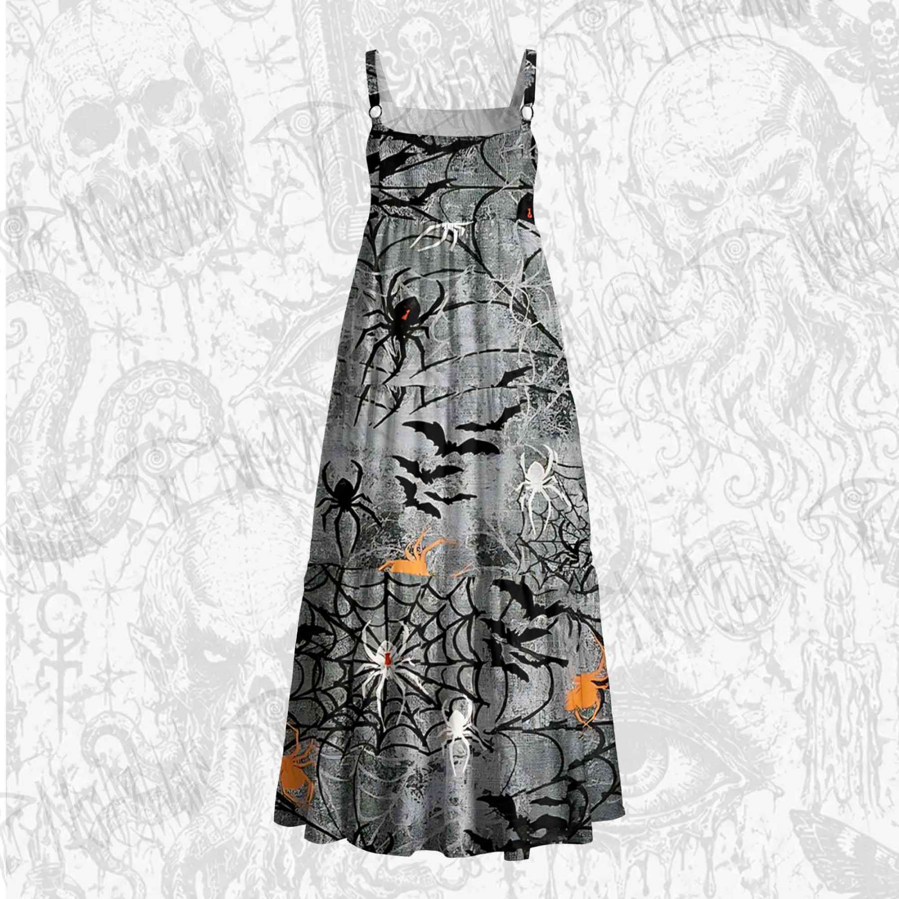 Black Spider Wide Straps Maxi Dress