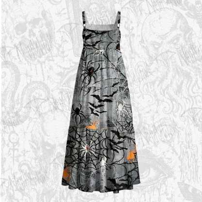 Black Spider Wide Straps Maxi Dress