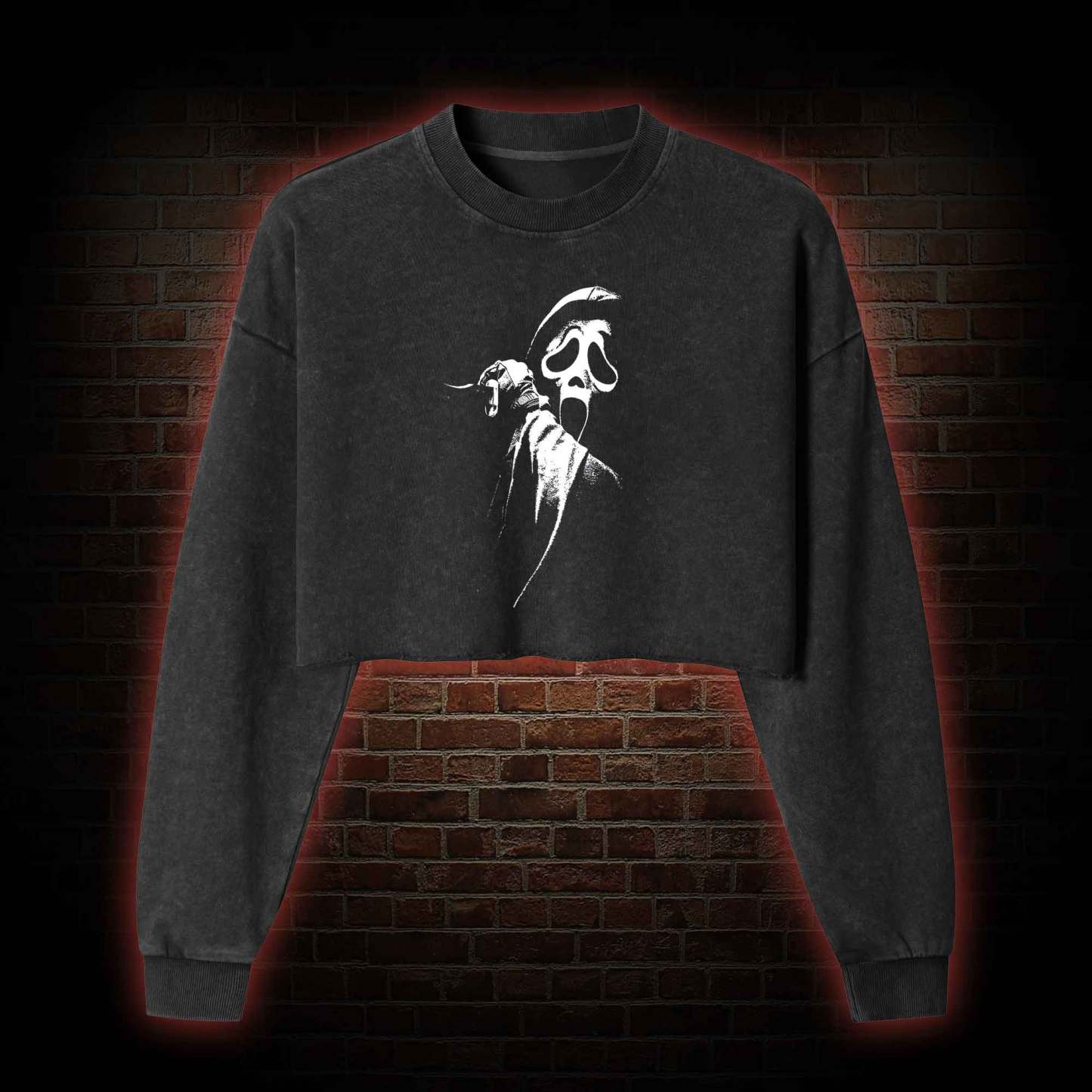 What's Your Favorite Scary Movie Washed Cropped Sweatshirts