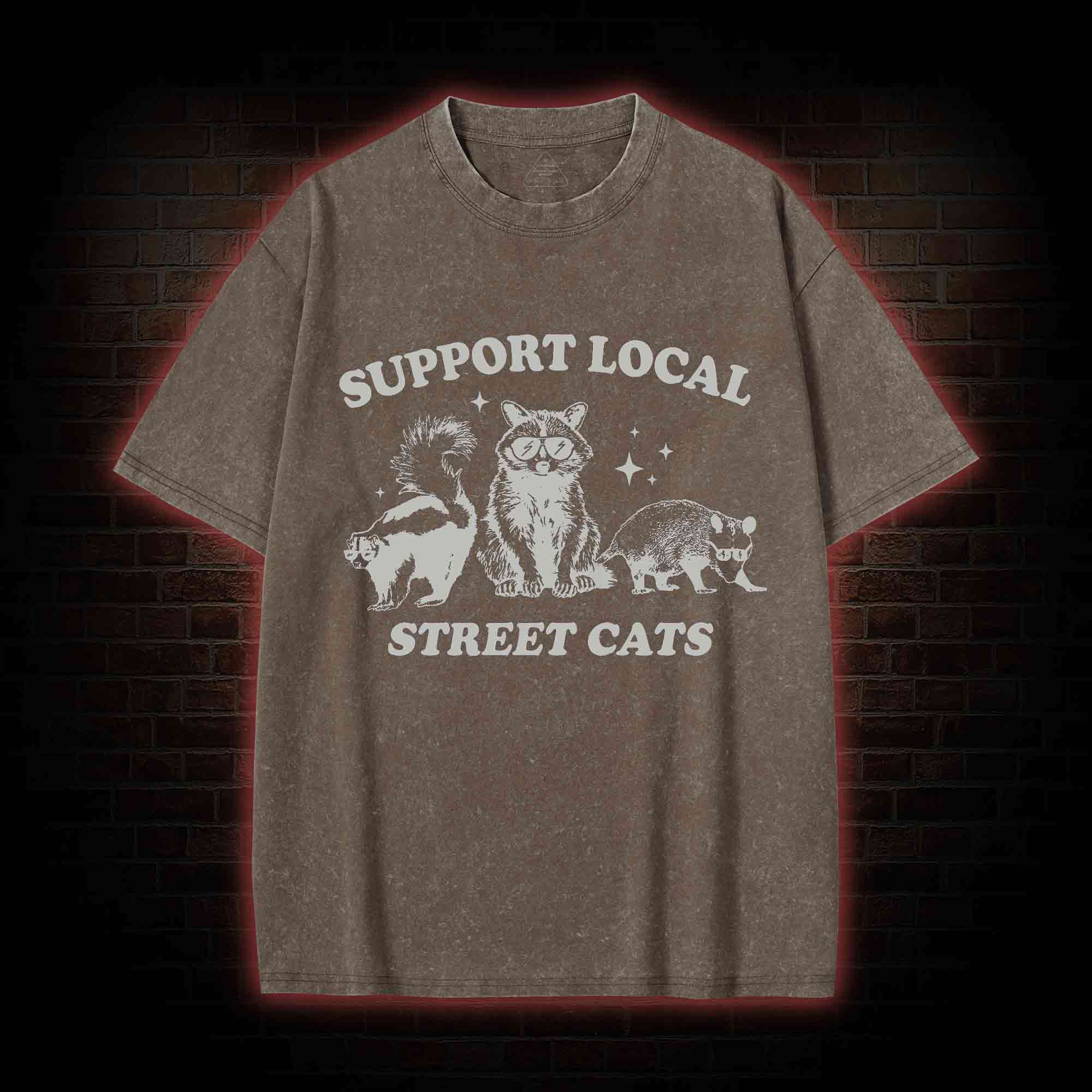 Support Local Street Cats Washed T-shirt