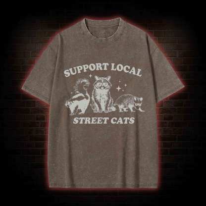 Support Local Street Cats Washed T-shirt