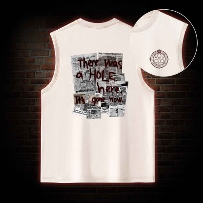 There Was a Hole Back Print Washed Tank Top