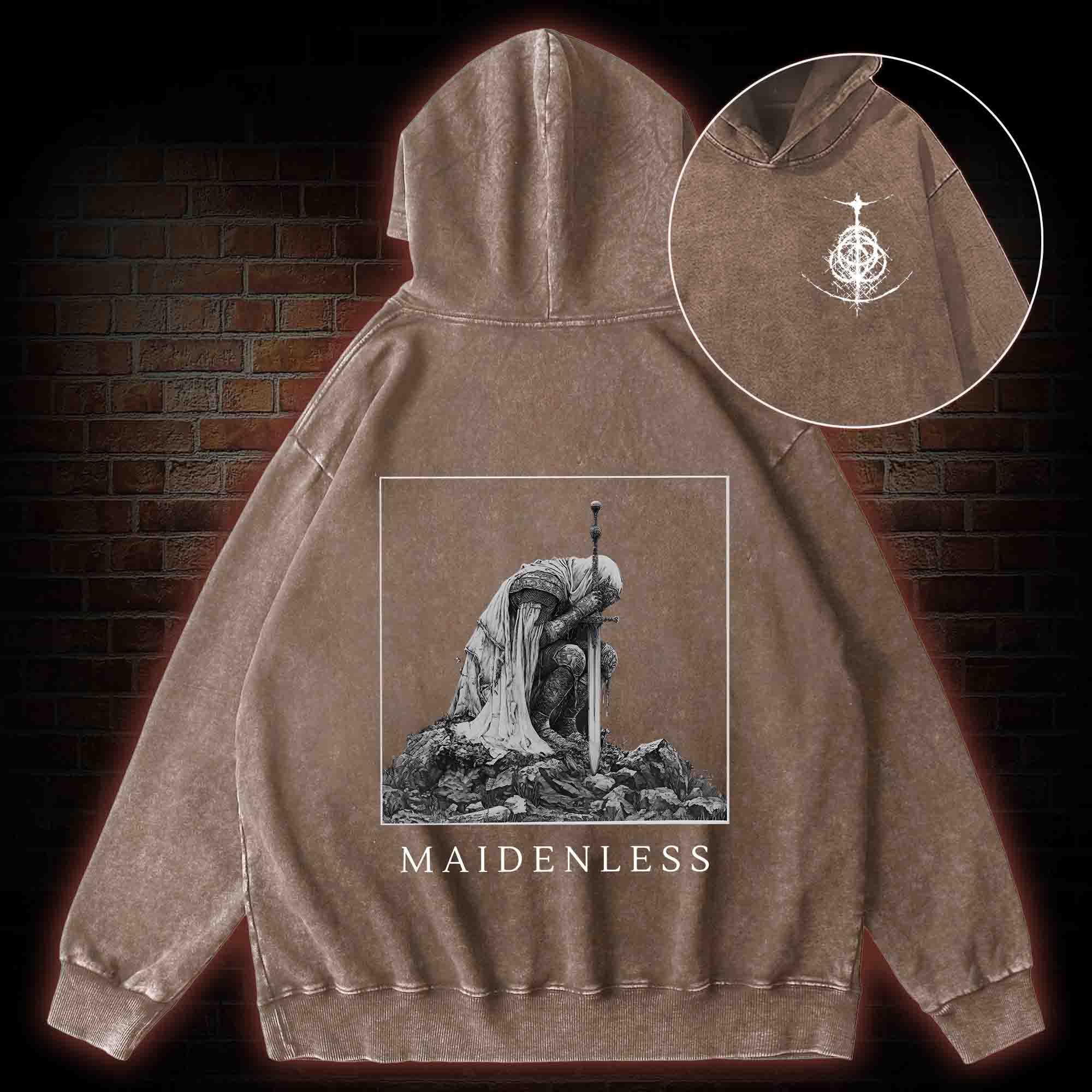 Maidenless Back Print Washed Hoodie