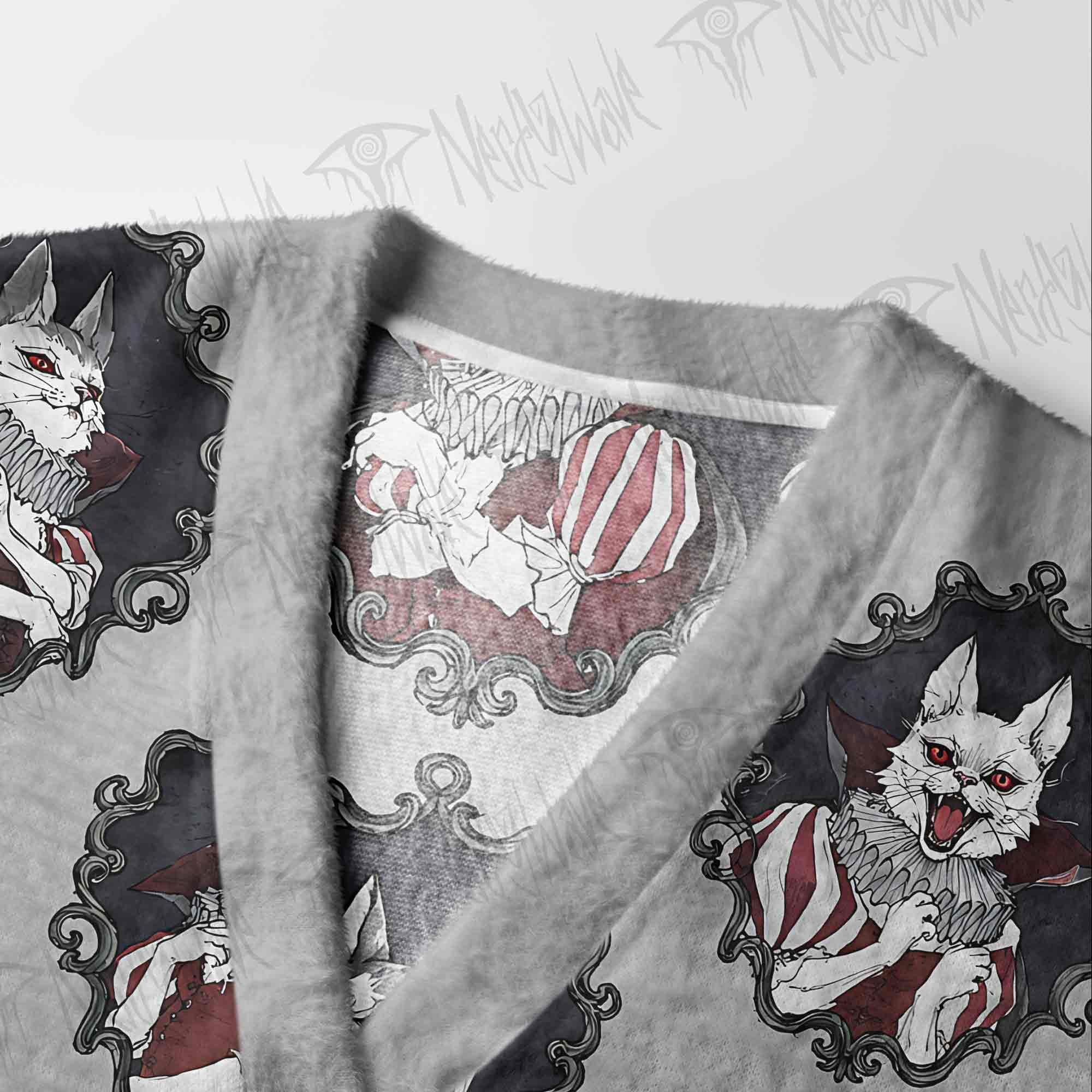 Vampire Cat Portraits Cardigan Sweater