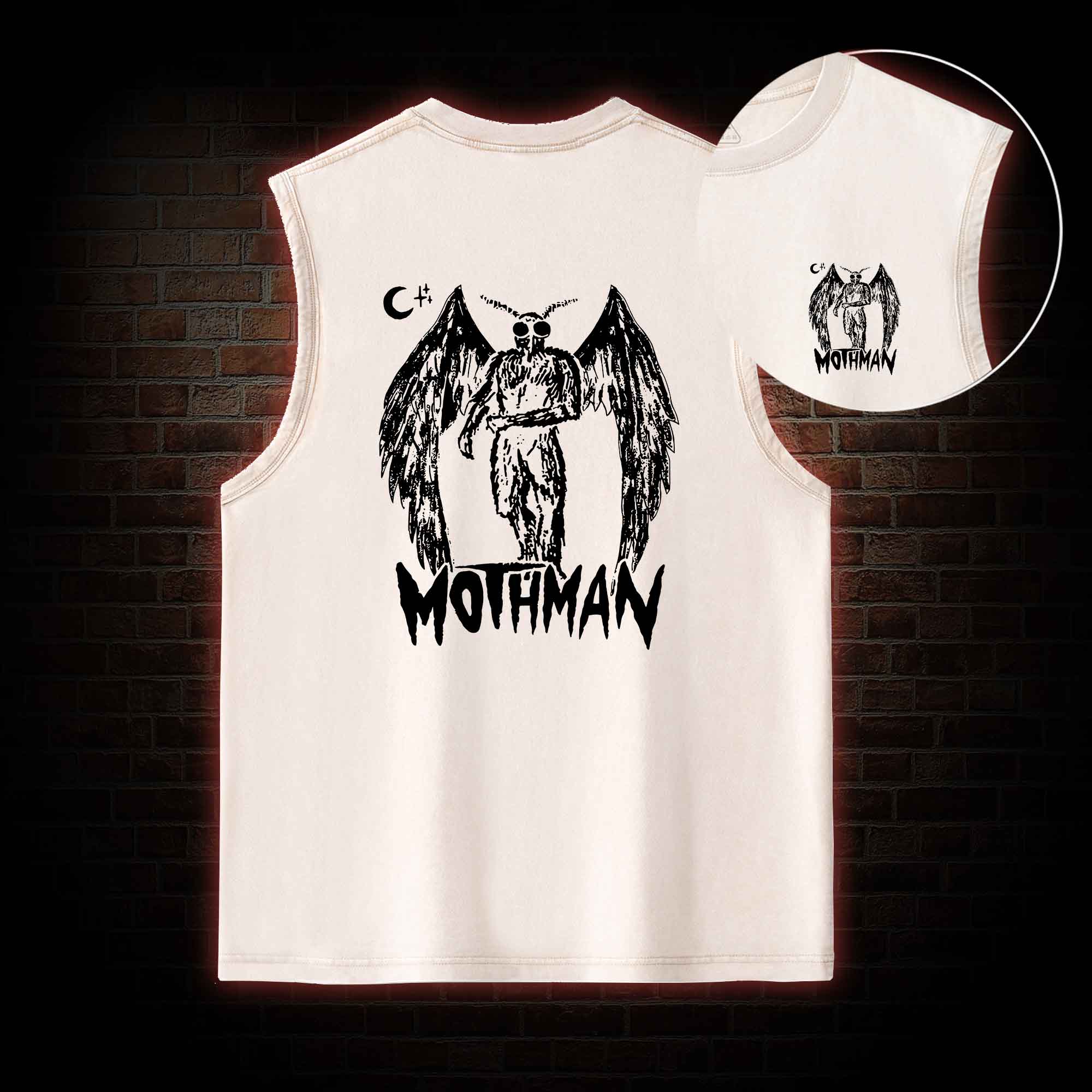 Mothman Back Print Washed Tank Top