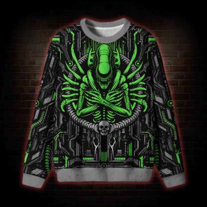 Cyber Alien Rebirth Ugly Sweatshirts