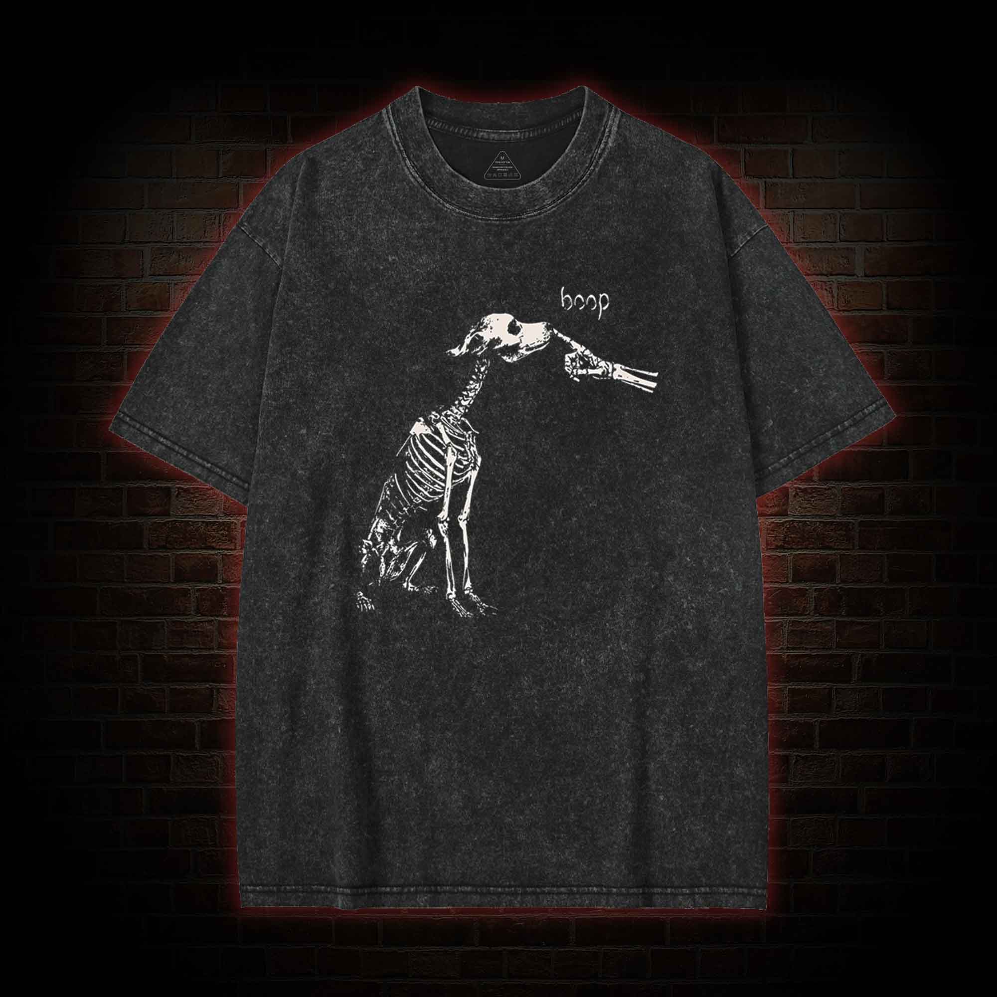 Boop Dog Skeleton Halloween Washed T-shirt