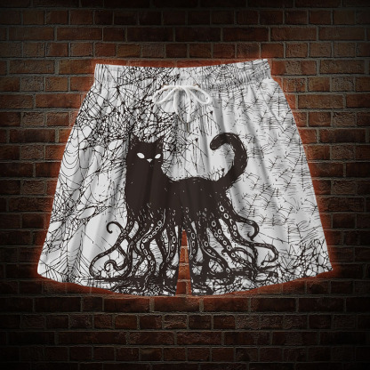 Octopus And Black Cat Mens Swim Trunks