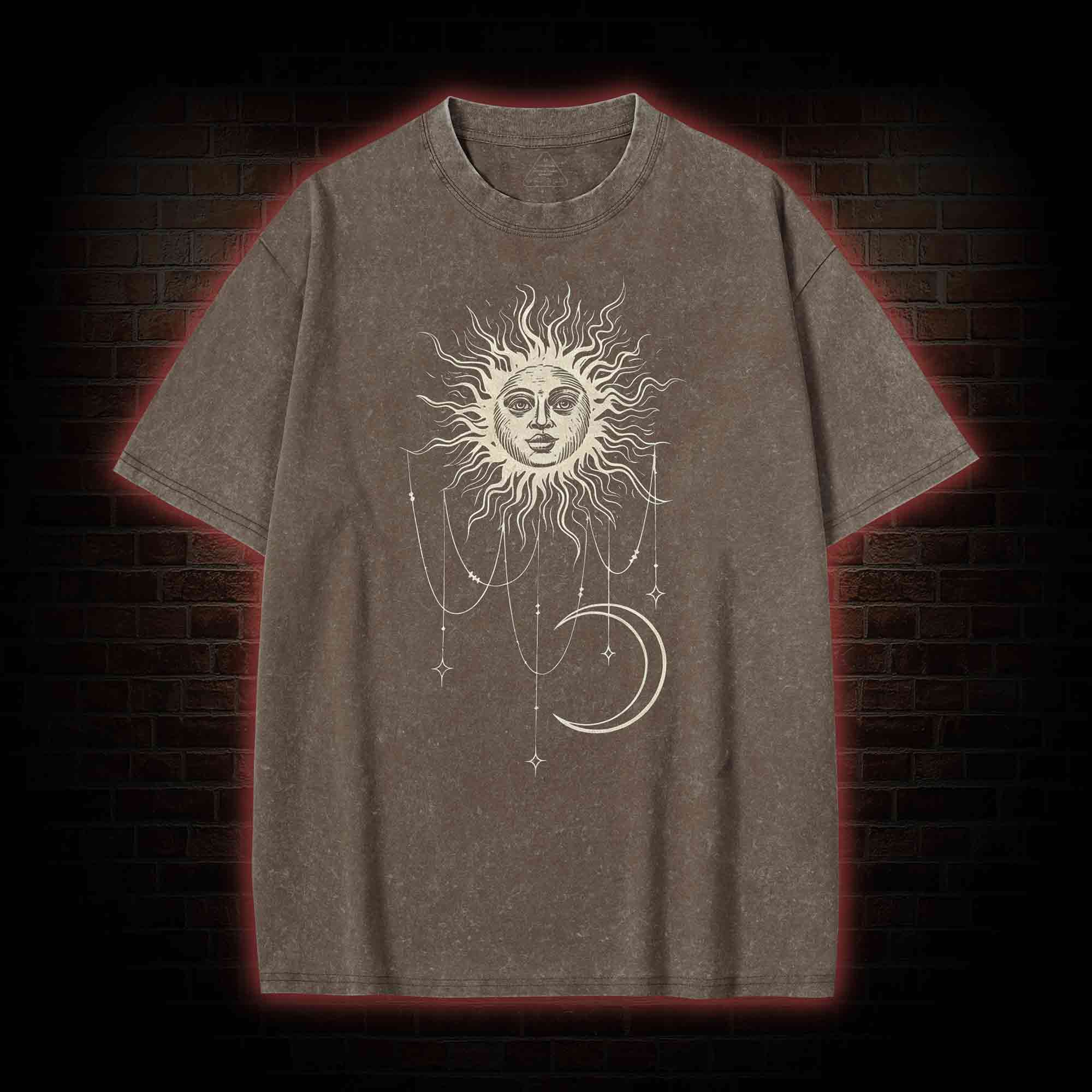 Vintage Celestial Sun and Moon Washed T-shirt