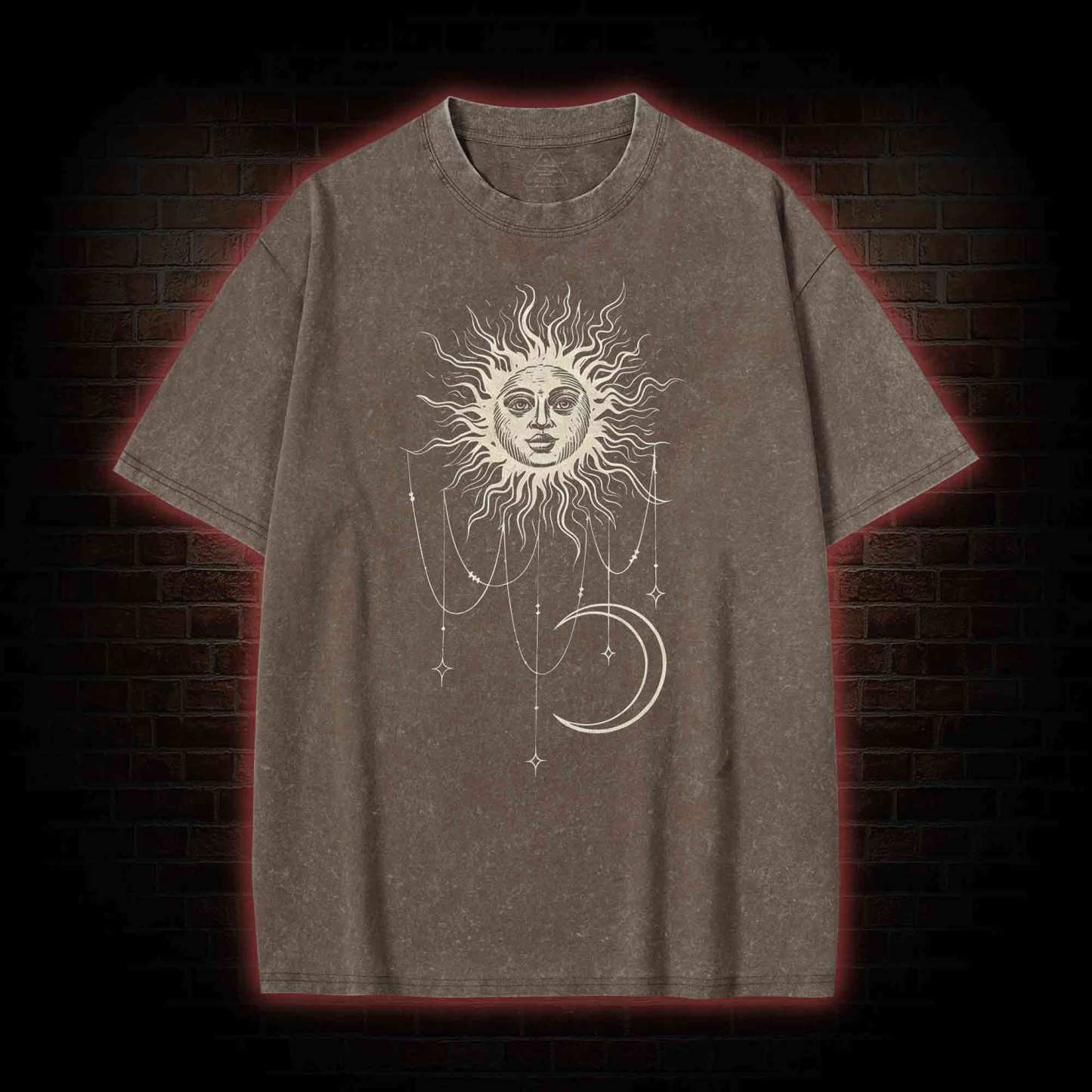 Vintage Celestial Sun and Moon Washed T-shirt