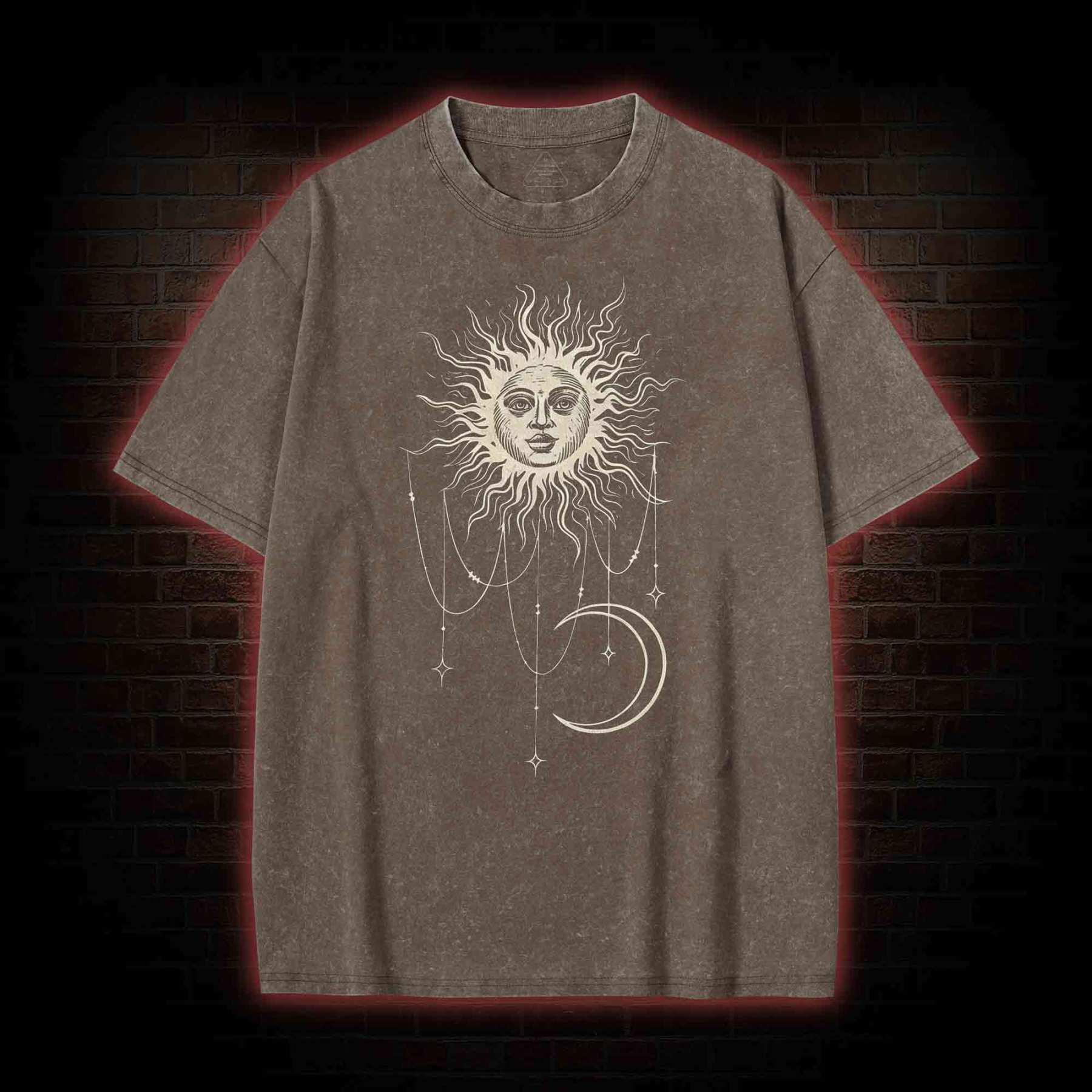 Vintage Celestial Sun and Moon Washed T-shirt