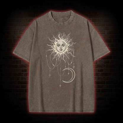Vintage Celestial Sun and Moon Washed T-shirt