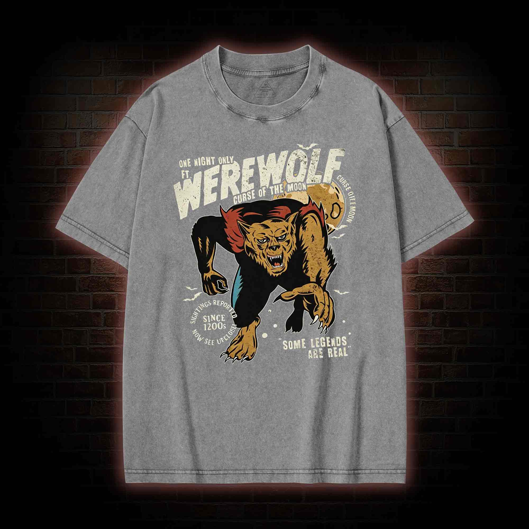 Vintage Halloween Werewolf Washed T-shirt