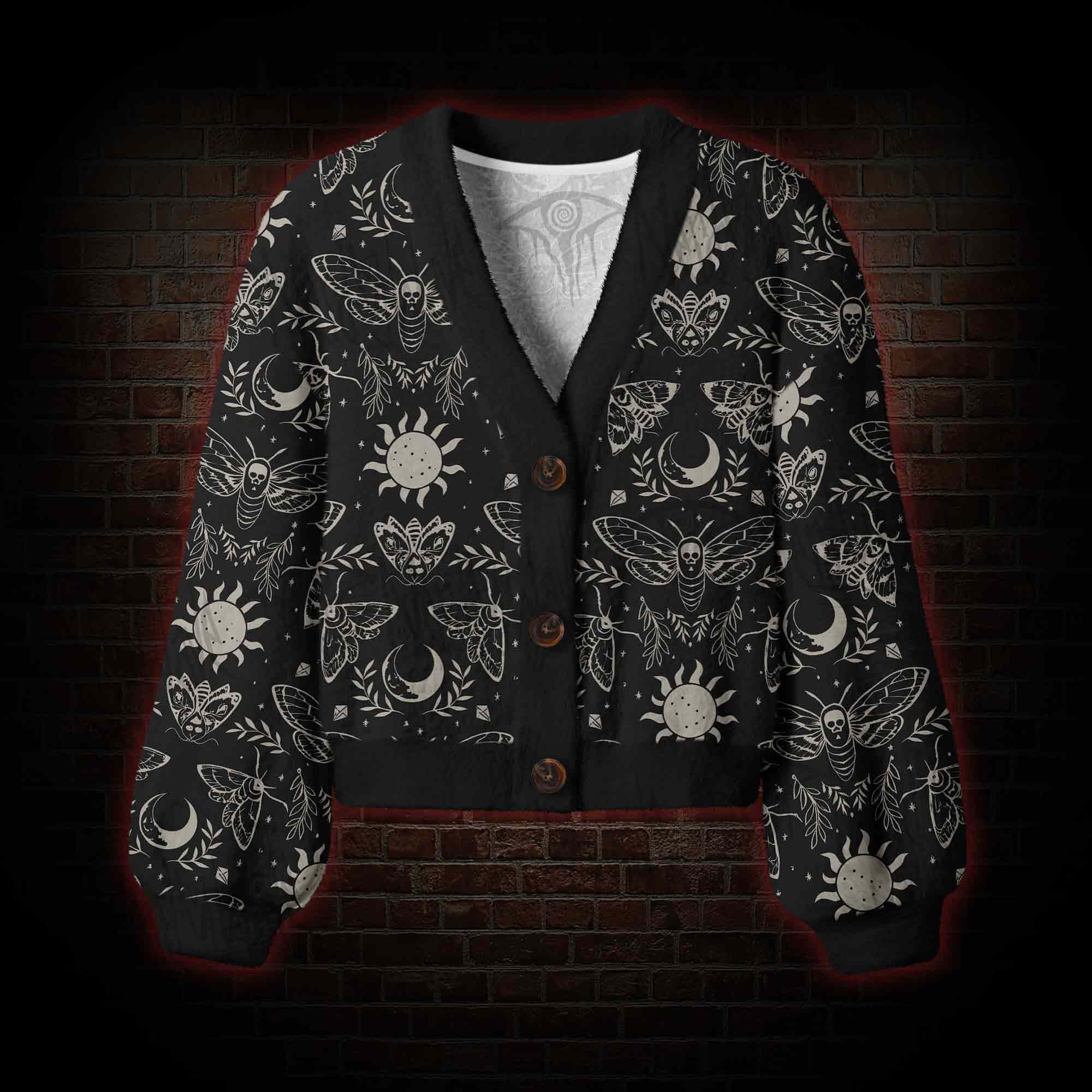 Celestial Death's Head Moth Women's Cardigan Sweater
