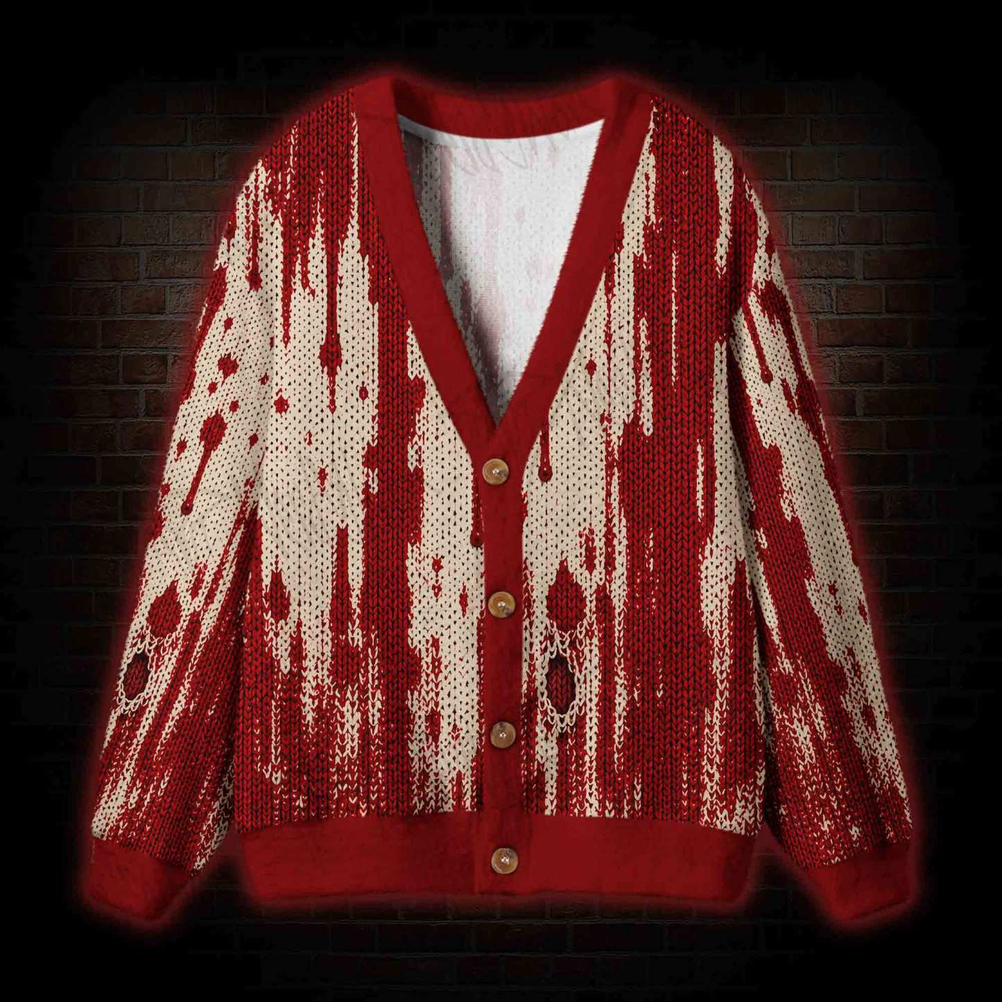 Crimson Drip Cardigan Sweater