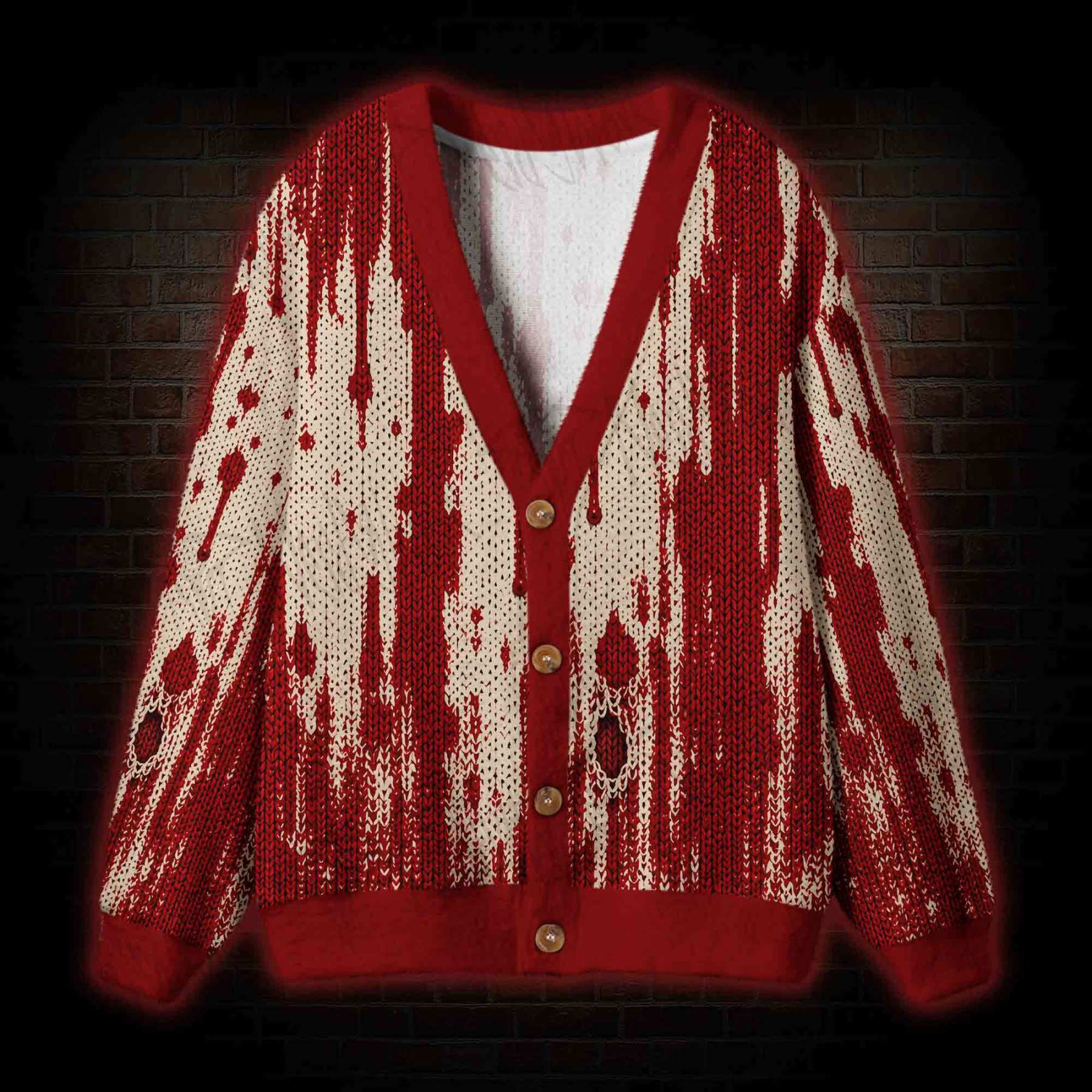 Crimson Drip Cardigan Sweater