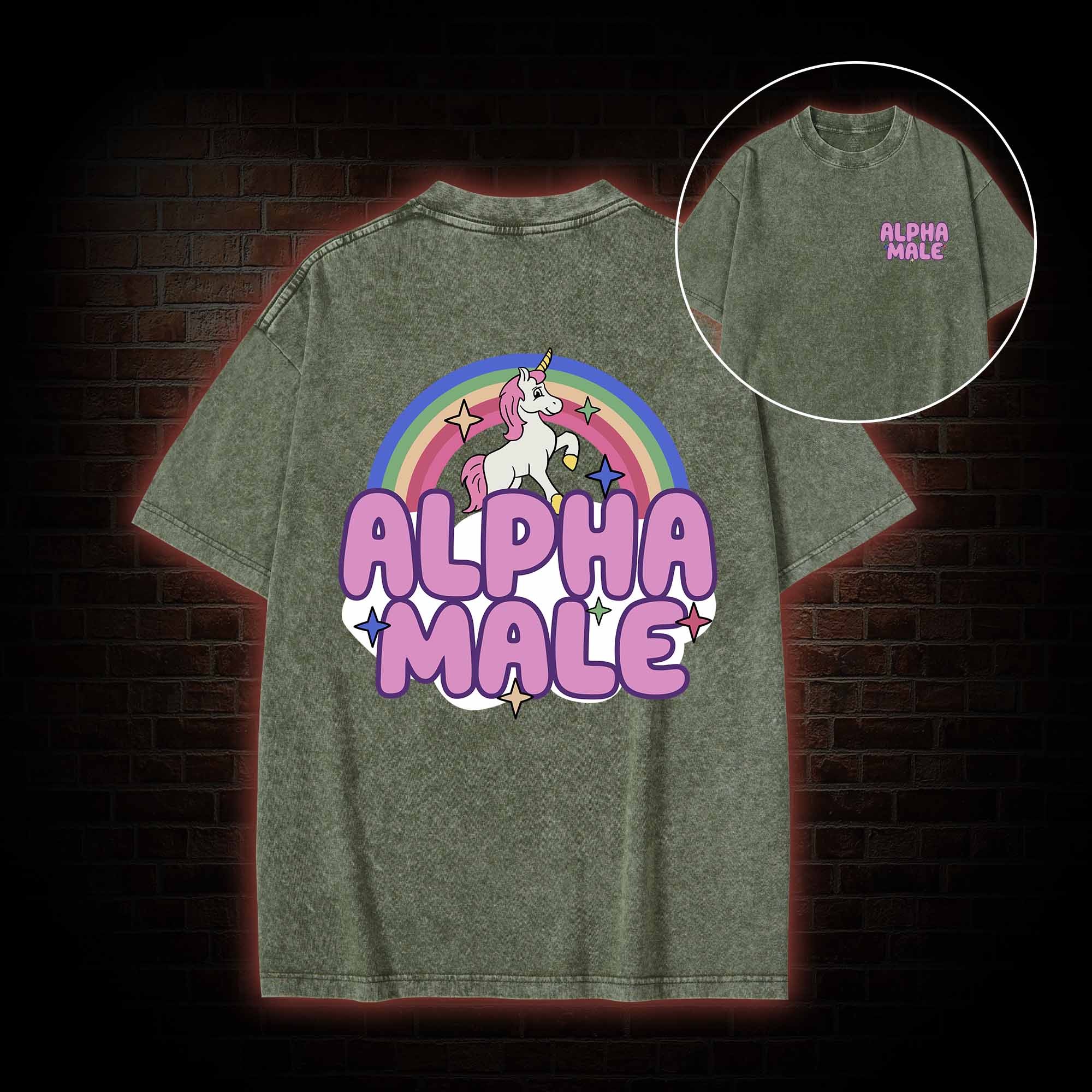 Alpha Male Back Print Washed T-shirt