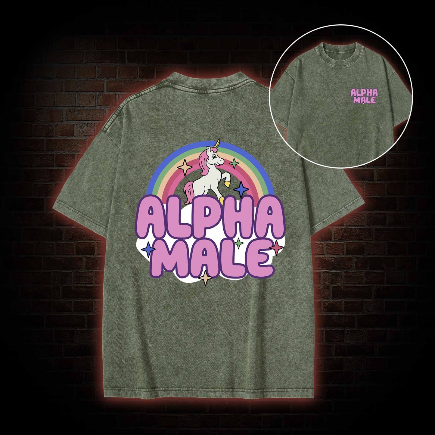 Alpha Male Back Print Washed T-shirt