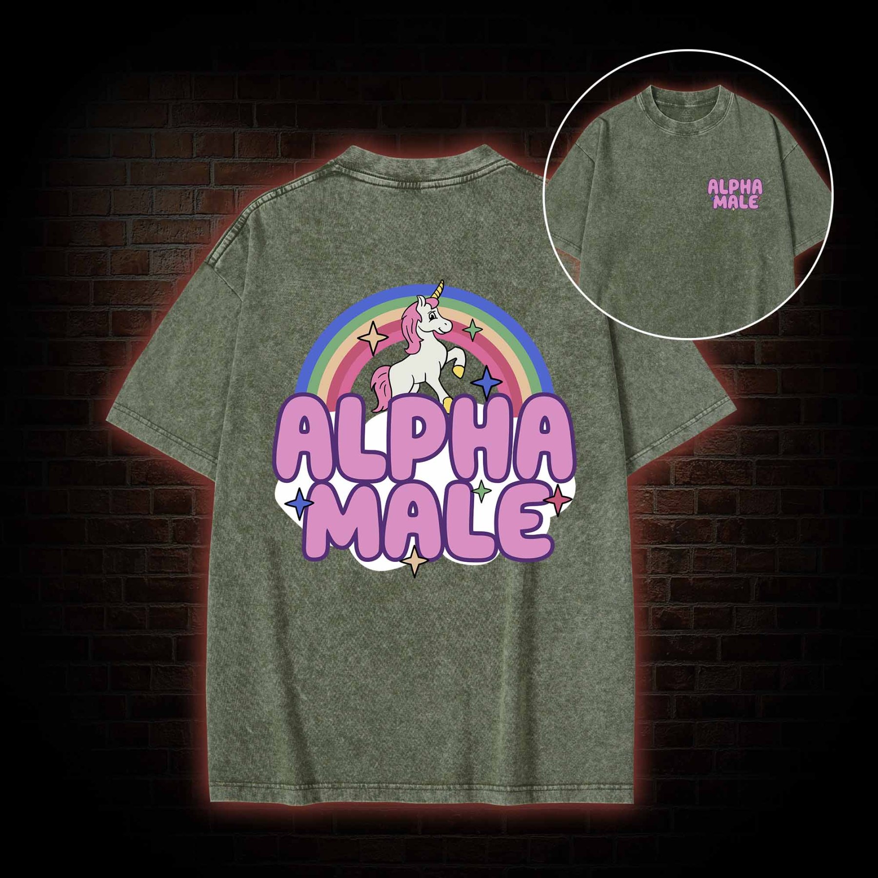 Alpha Male Back Print Washed T-shirt