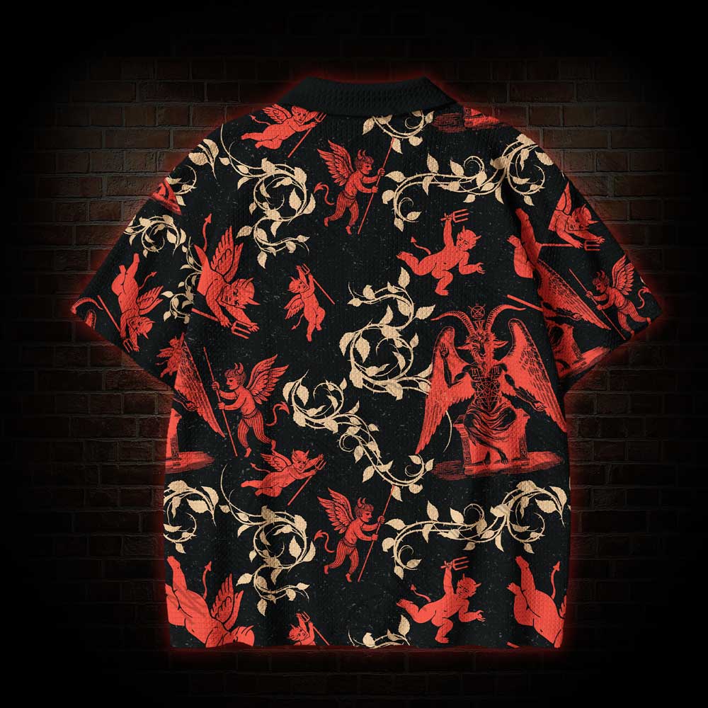 Devil Crochet Knit Polo Shirt