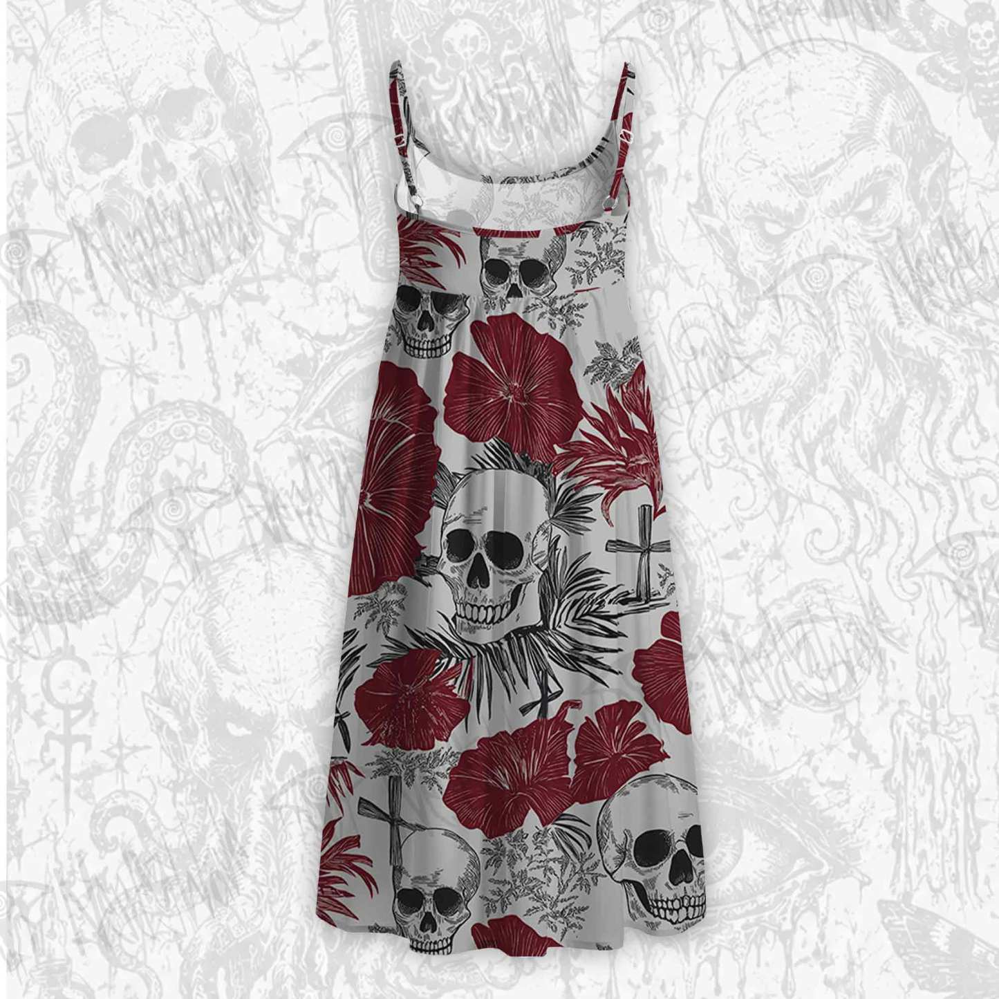 Poppy and Skull Strap Midi Sundress