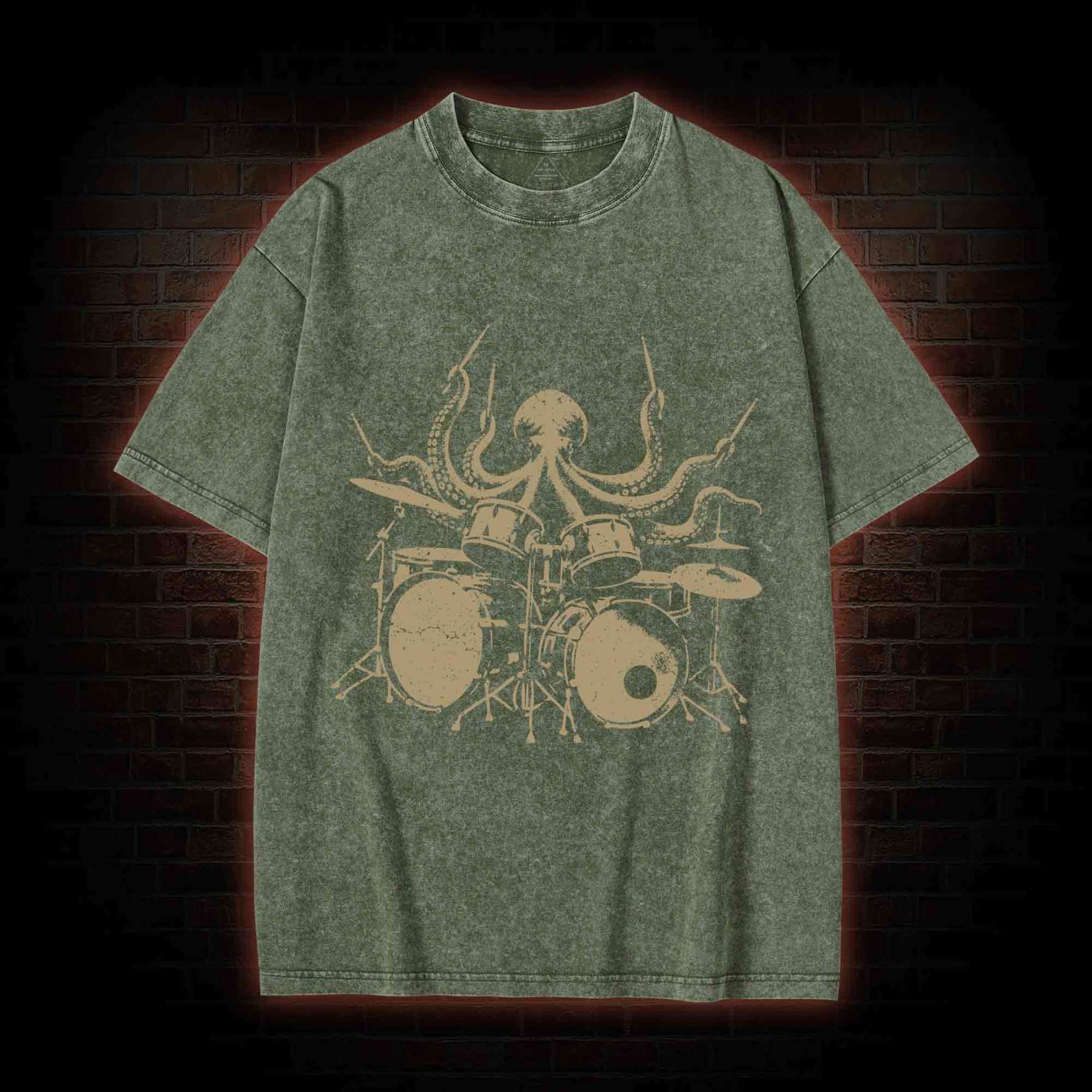 Octopus Drummer Washed T-shirt