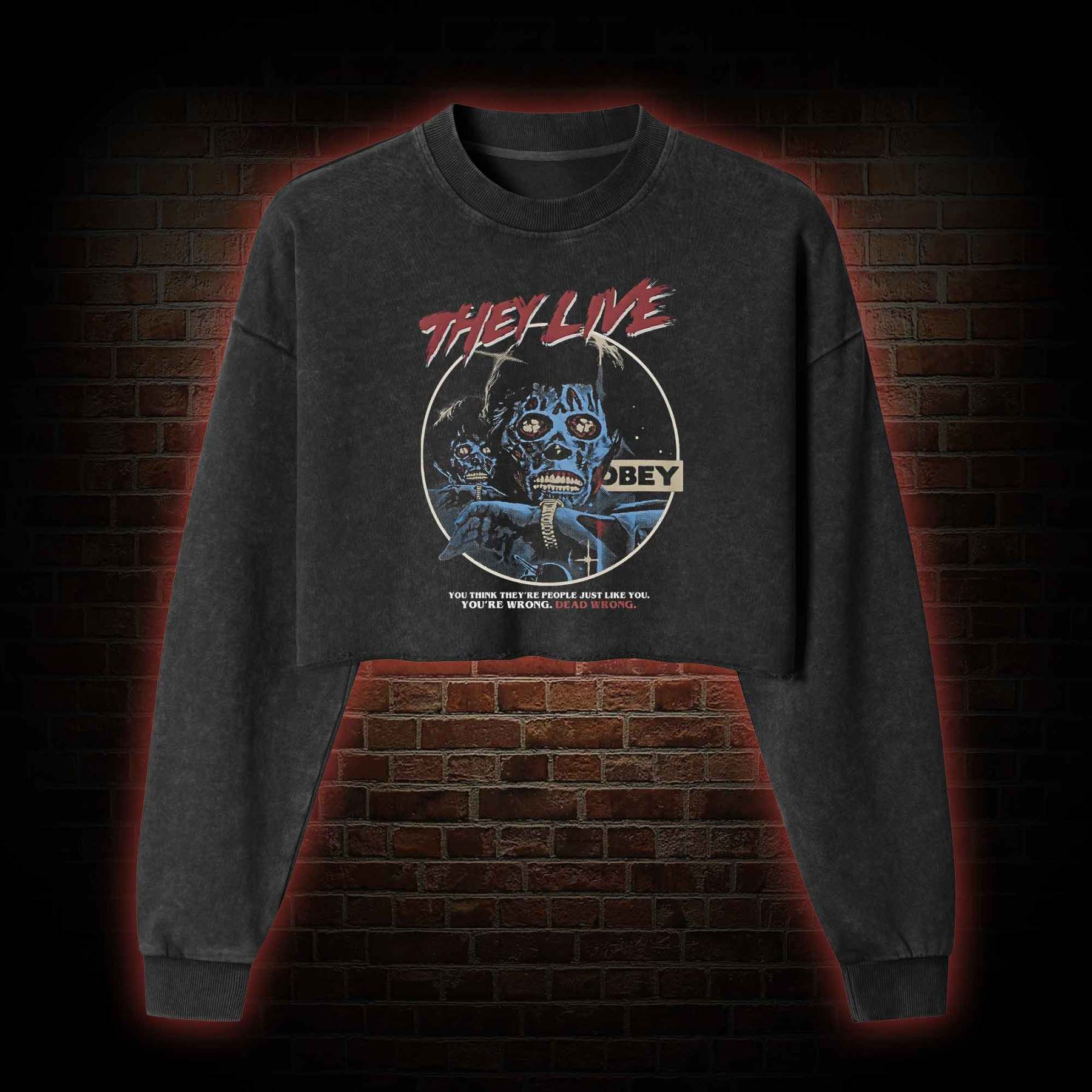 Dead Wrong Washed Cropped Sweatshirts