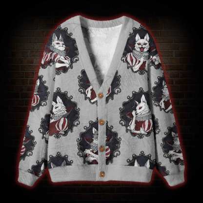 Vampire Cat Portraits Cardigan Sweater