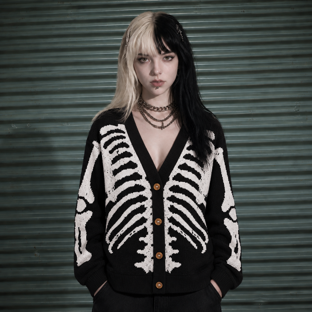 Exoskeleton Cardigan Sweater