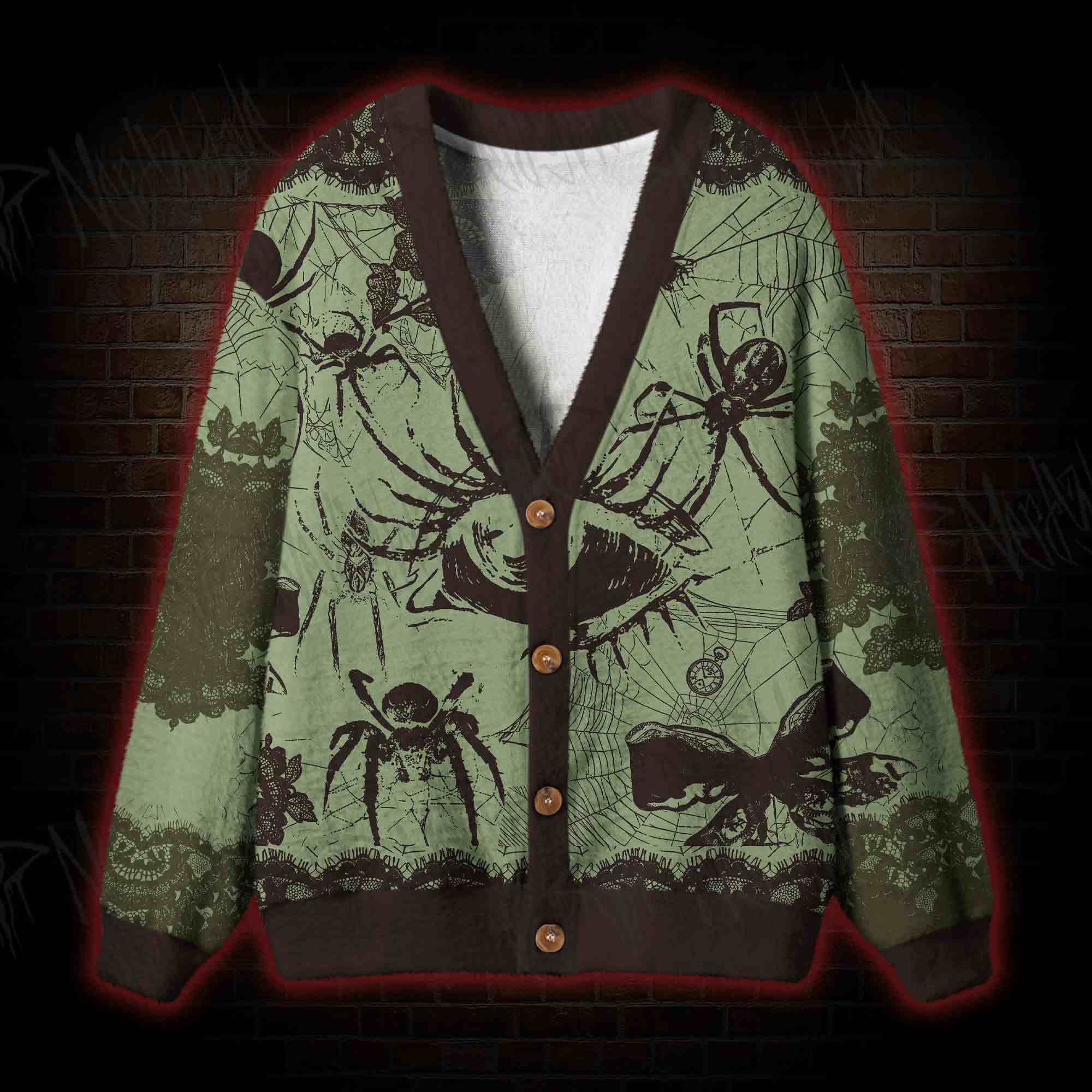 Sage Spider Lace Cardigan Sweater