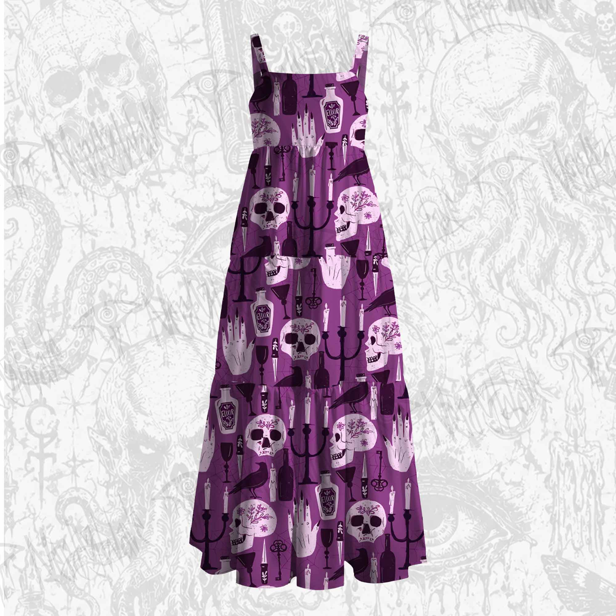 Gothic Halloween Wide Straps Maxi Dress