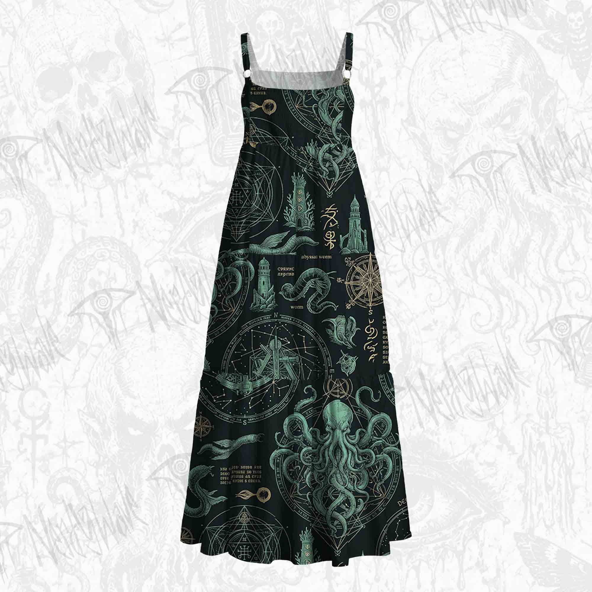 Deep Sea Monster Wide Straps Maxi Dress