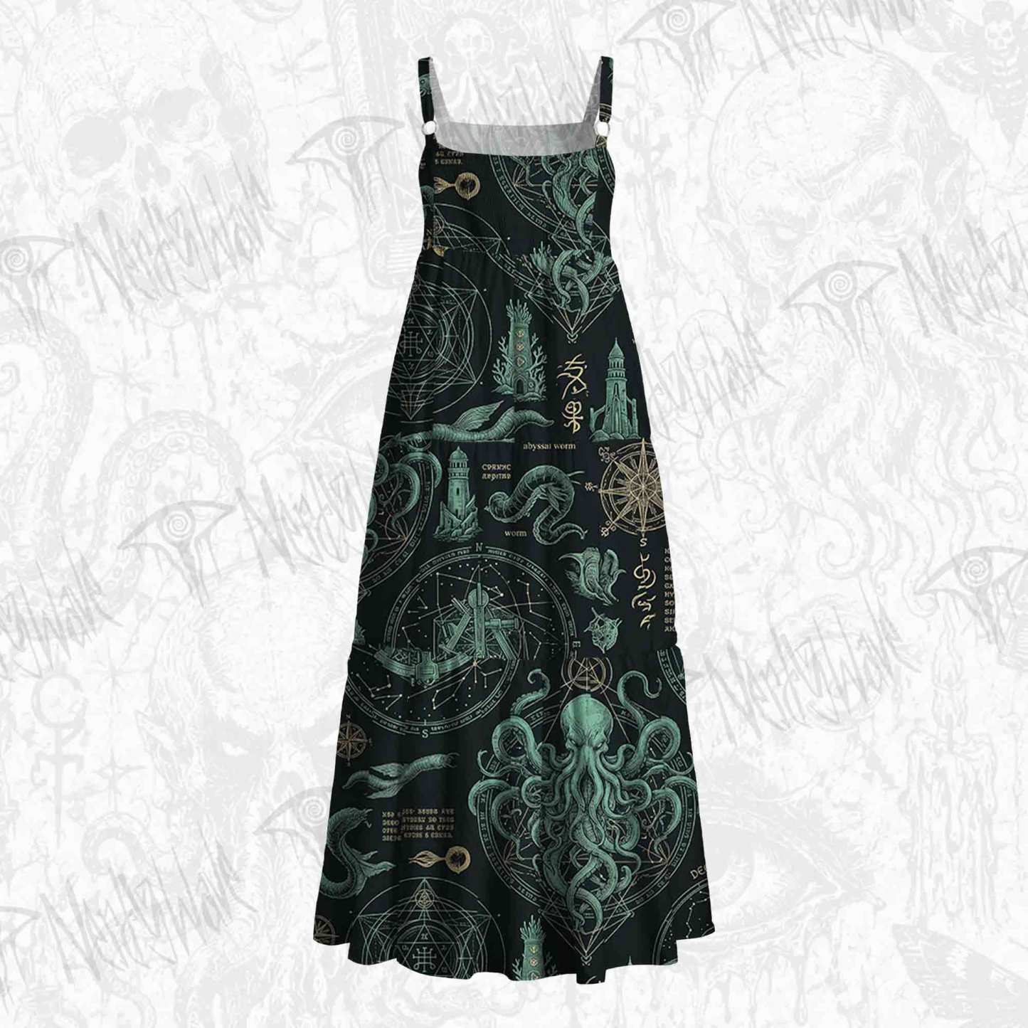 Deep Sea Monster Wide Straps Maxi Dress