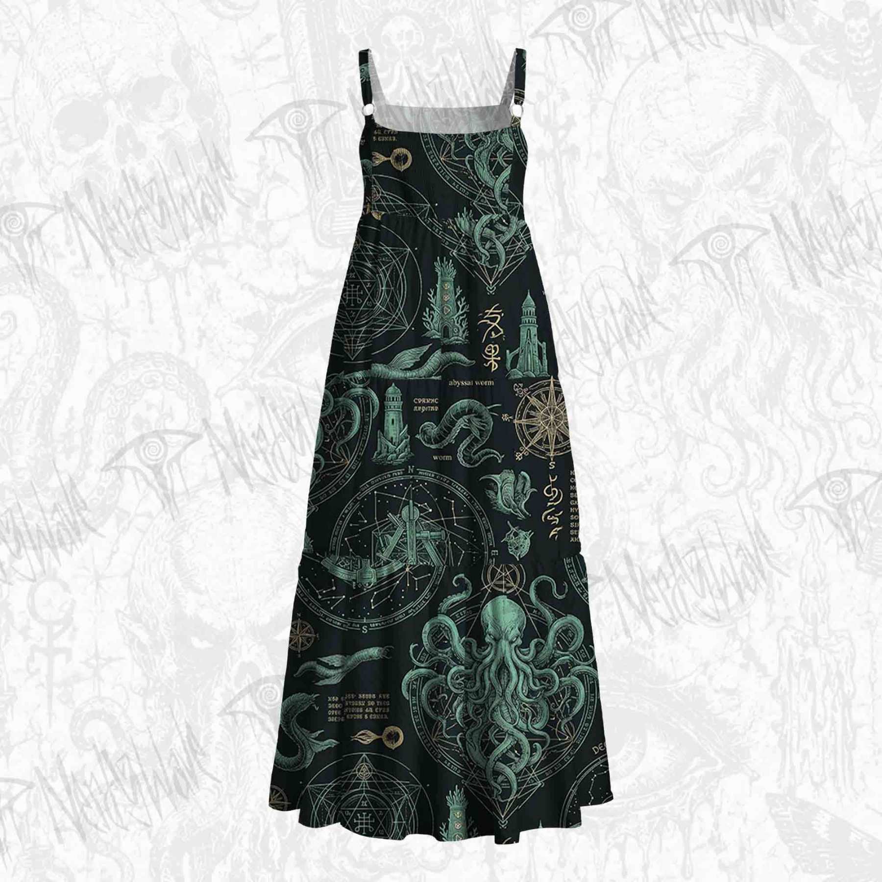 Deep Sea Monster Wide Straps Maxi Dress