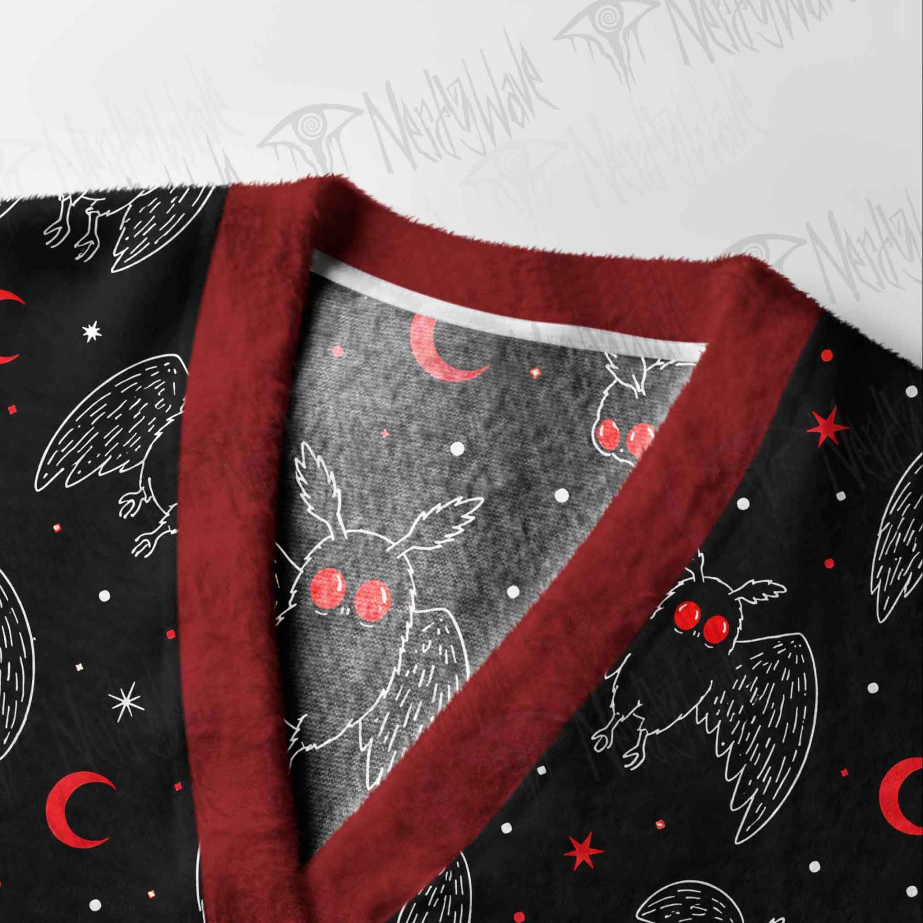 Crimson Moth Night Cardigan Sweater