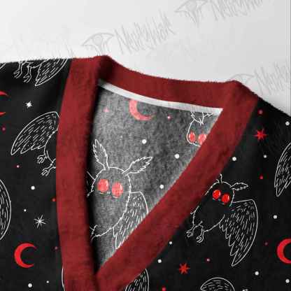 Crimson Moth Night Cardigan Sweater