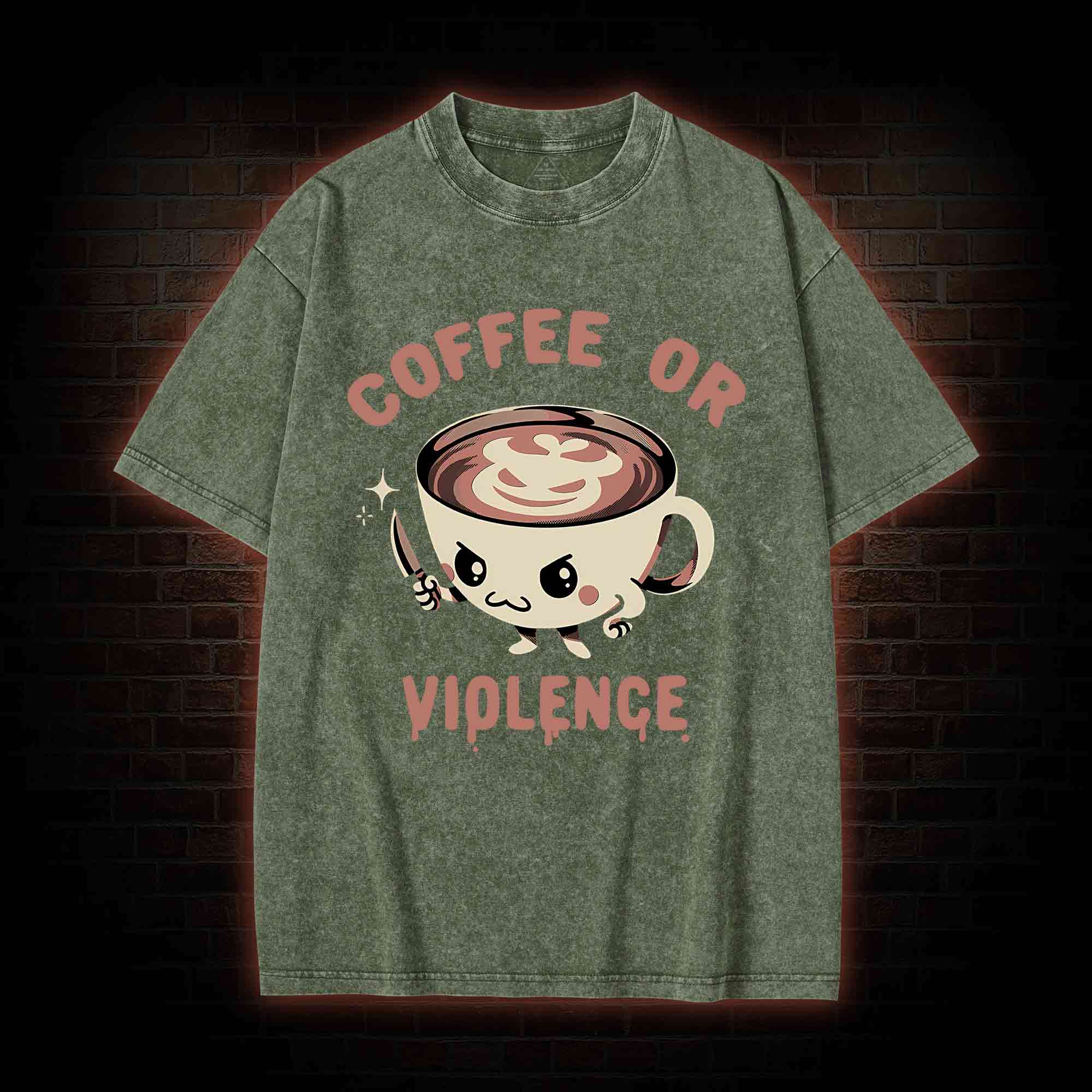 Coffee Or Violence Washed T-shirt