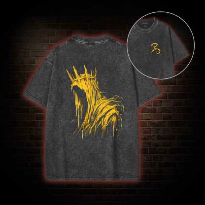 The King in Yellow Cthulhu Back Print Washed T-shirt