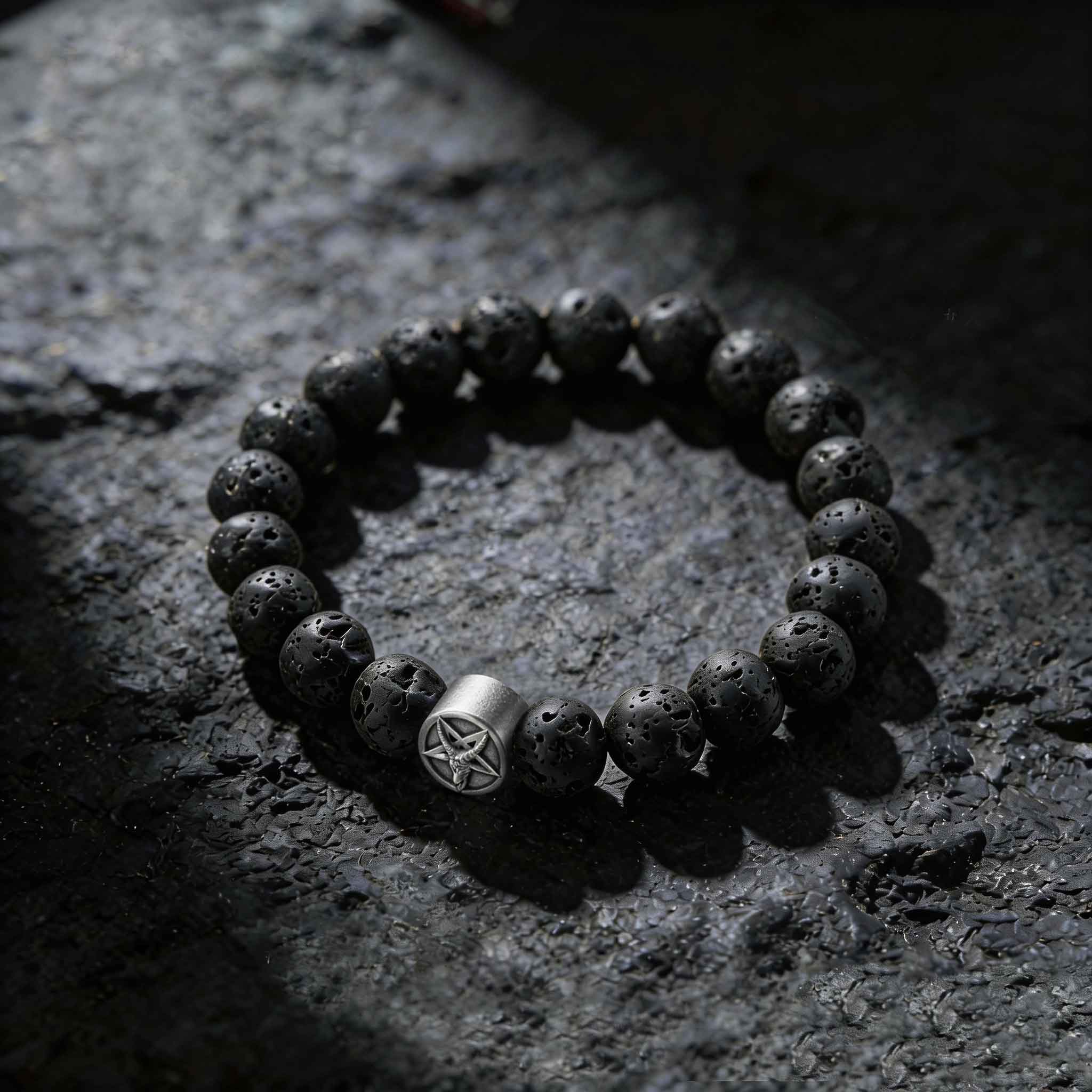 Satan Goat Lava Stone Beaded Bracelet