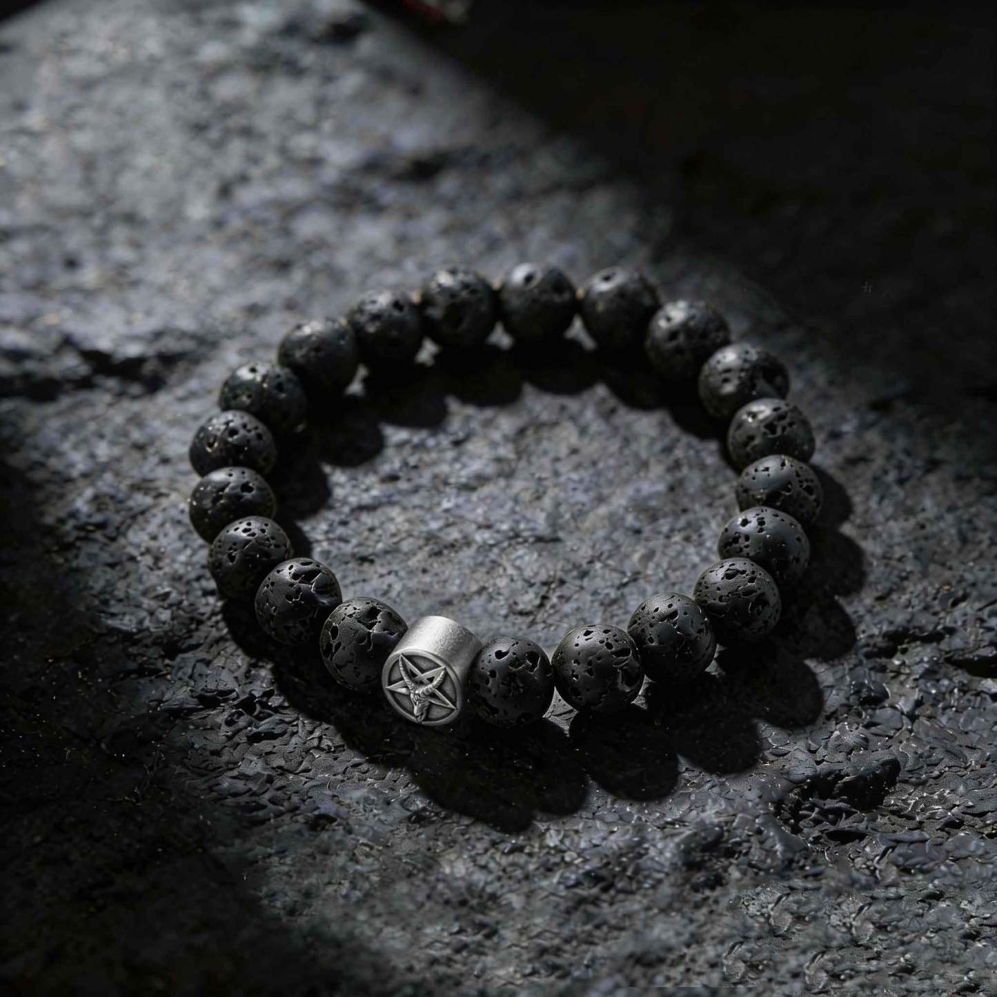 Satan Goat Lava Stone Beaded Bracelet