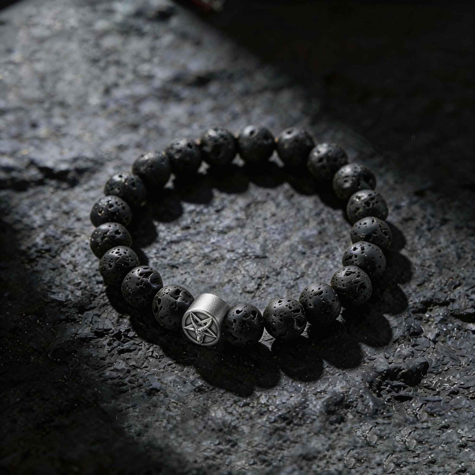 Satan Goat Lava Stone Beaded Bracelet