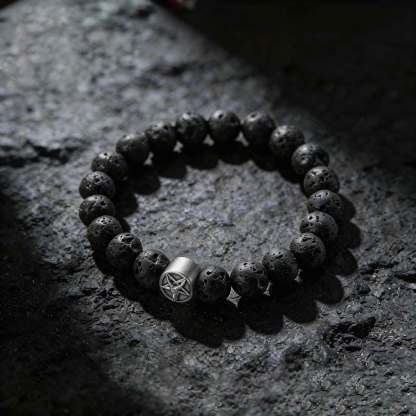 Satan Goat Lava Stone Beaded Bracelet