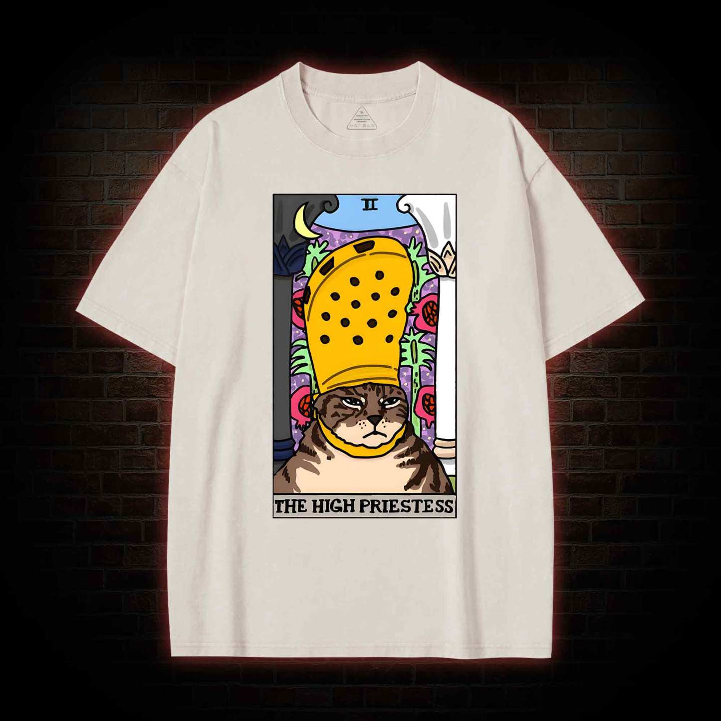 The High Priestess Cat Washed T-shirt