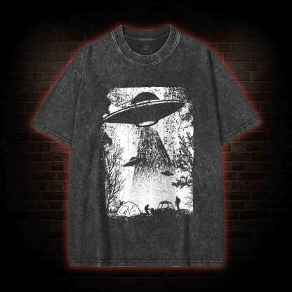 UFO Abduction Washed T-shirt