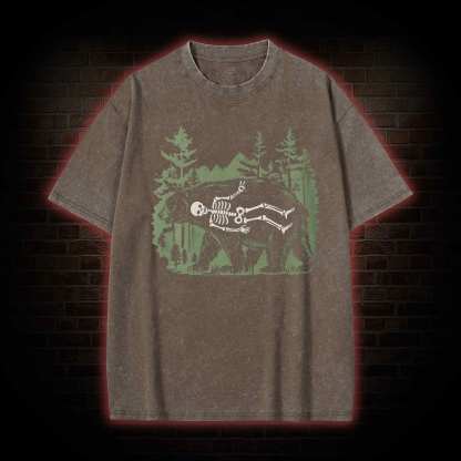 Funny Bear Skeleton Washed T-shirt