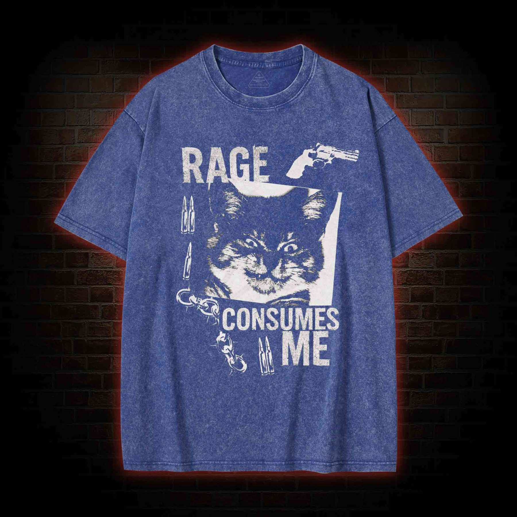 Rage Consumes Me Cat  Washed T-shirt