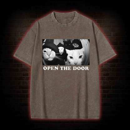 Cats Open Door Washed T-shirt